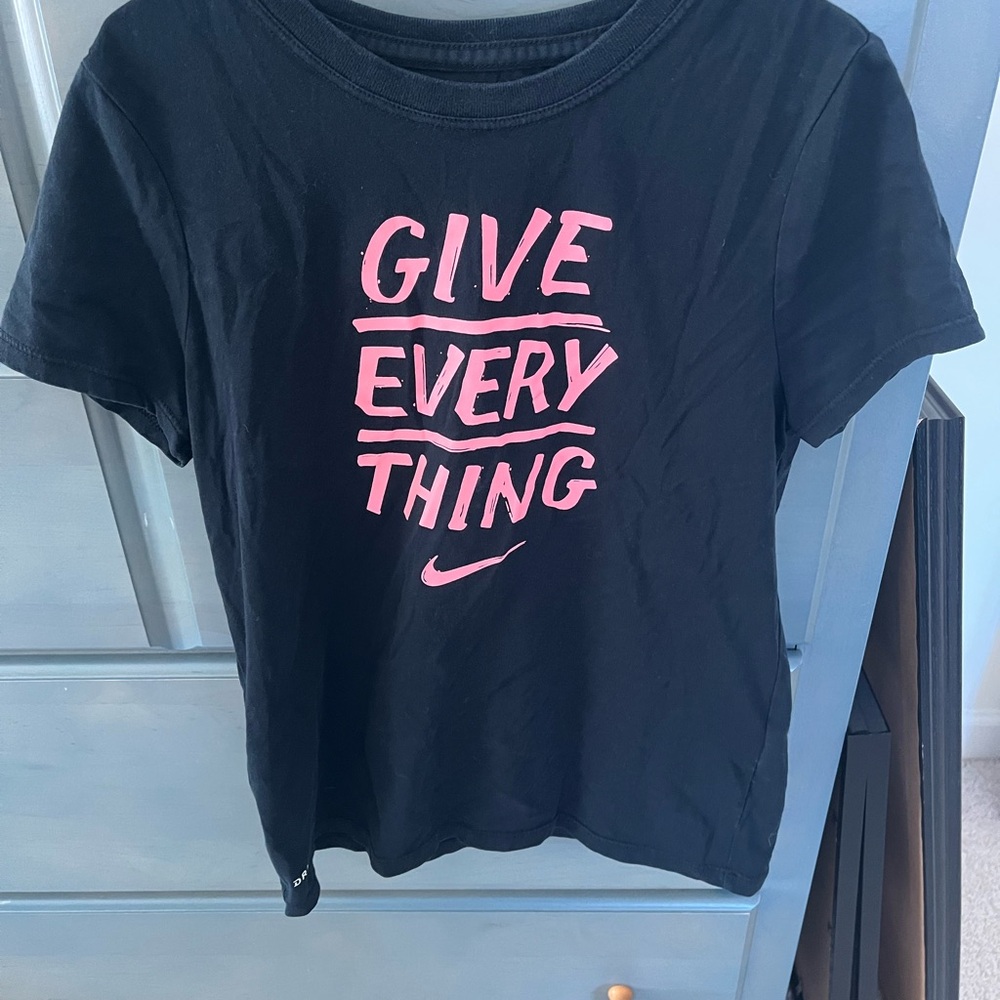 Nike Kids Black Tee with Pink Graphic